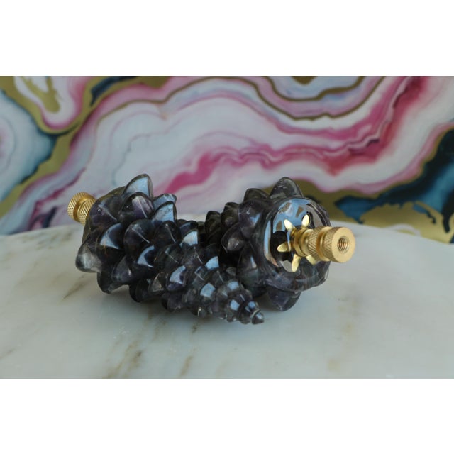 2020s Amethyst Christmas Tree Lamp Finial on Brass Hardware For Sale - Image 5 of 9