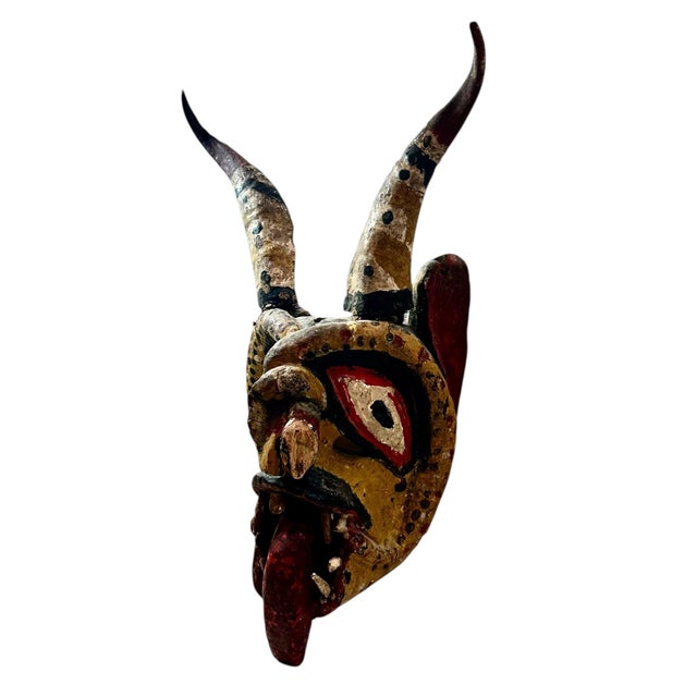 Wood Mexican Ceremonial Wall Decor Dance Mask For Sale - Image 7 of 8