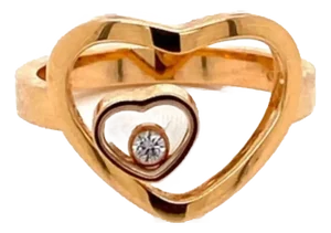 Chopard Happy Diamond 18k Rose Gold Double Heart Ring, Size 6.75