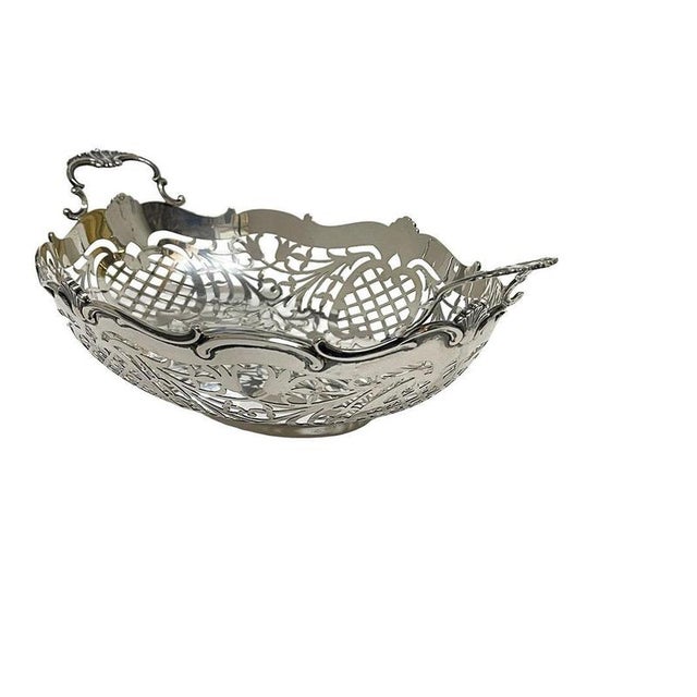 Metal Dutch Silver Bread Basket by Hooijkaas, Schoonhoven, 1966 For Sale - Image 7 of 9