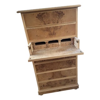 Empire Style Chest of Drawers in Natural Burl Wood and Ash by Simoeng For Sale