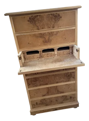 Empire Style Chest of Drawers in Natural Burl Wood and Ash by Simoeng