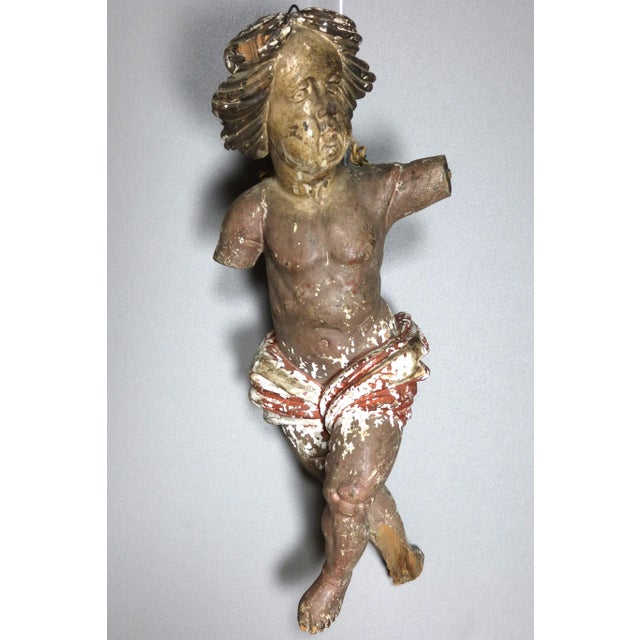 Wood 18th Century Cherub Sculpture For Sale - Image 7 of 8