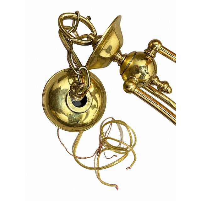 Mid 20th Century h.a. Framburg 3-Light Brass Dutch Style Dining Chandelier Candle Style Fixture For Sale - Image 4 of 7