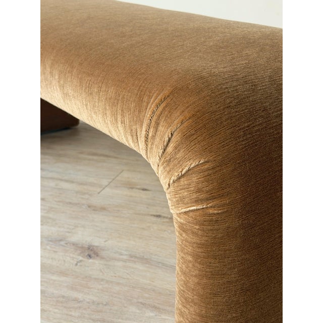 Textile 1980s Waterfall Bench in Champagne Cut Mohair For Sale - Image 7 of 10