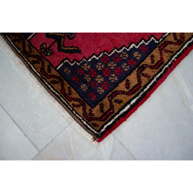 Textile Vintage Hand Knotted Turkish Small Rug Decorative Mat for Bathroom and Kitchen Mat- 22'' X 41'' For Sale - Image 7 of 13