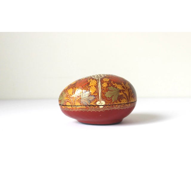 Vintage Kashmir Egg Trinket Box Handmade Papier Maché For Sale - Image 9 of 11