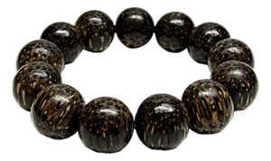 Oriental Natural Dark Brown Wood Marks Beads Hand Rosary Praying Bracelet