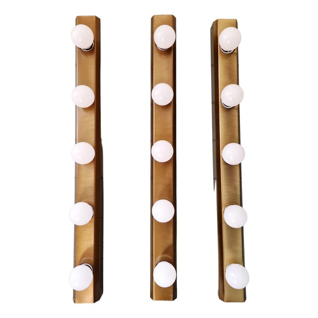 Brass Wall Sconces in the style of Lodge, 1970s, Set of 3 For Sale