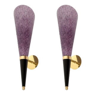 Purple Murano Glass Sconces, Signed Mila Schon Italy 1970s For Sale