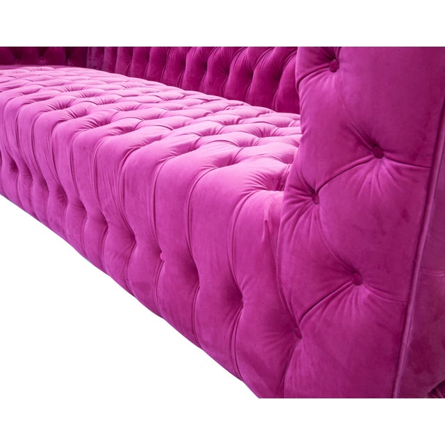 2020s Vicenza Velvet Tufted Sofa, Fuschia For Sale - Image 5 of 8