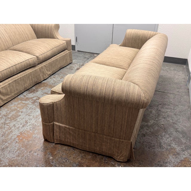 Textile Belmar Bespoke Roll Arm Sofas, Pair For Sale - Image 7 of 12
