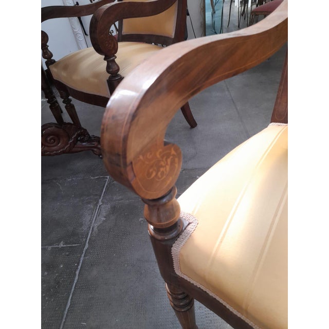 Brown Antique Charles X Style Armchairs, 1850, Set of 4 For Sale - Image 8 of 10