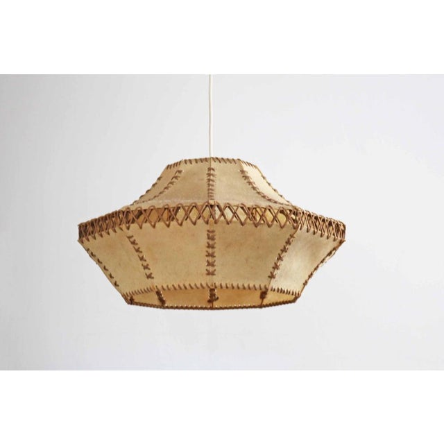 Mid-Century Parchment Leather Pendant Lamp, 1960s For Sale - Image 4 of 9