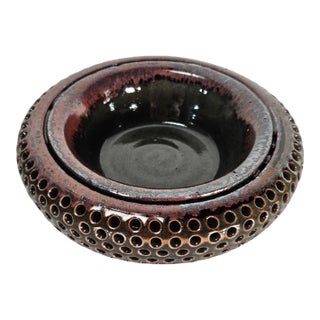 Studio Art Pottery Iridescent Modern Bowl 9" For Sale