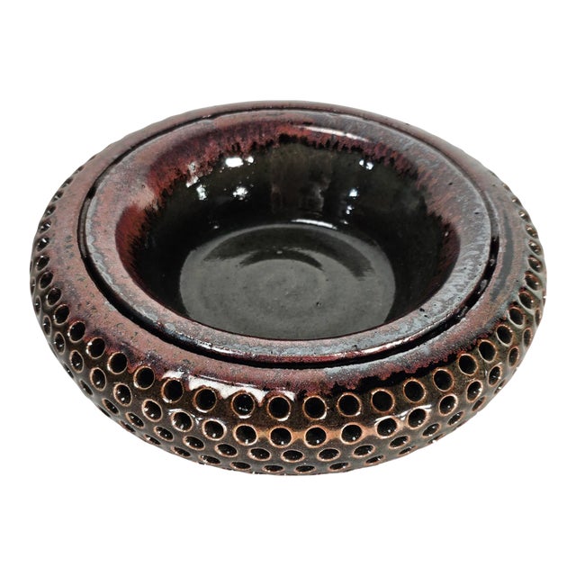 Studio Art Pottery Iridescent Modern Bowl 9" For Sale