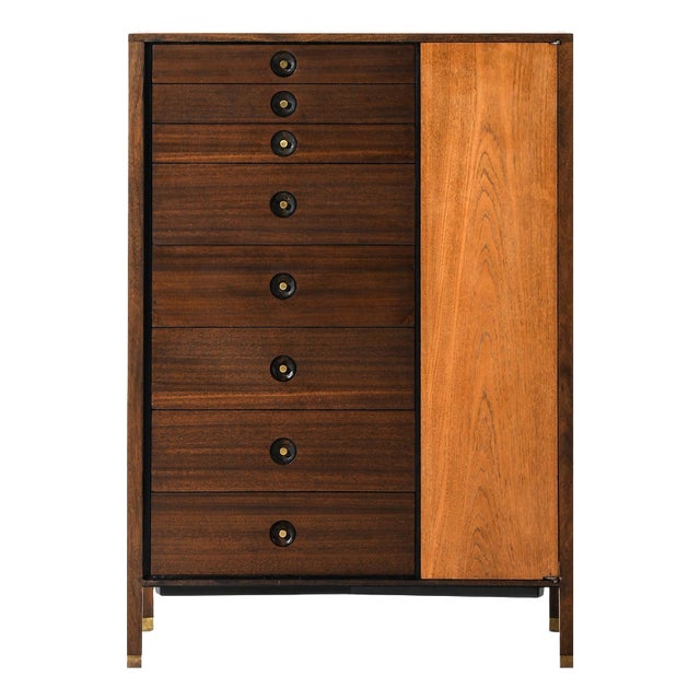 Chest of Drawers in Mahogany and Brass from Harvey Probber, 1950s For Sale