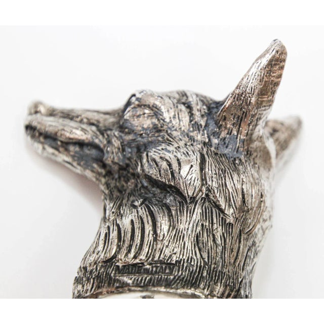 Set of 6 Silver Stirrup Cups Goblets Animal Heads With Wine Decanter Italy 1970s For Sale - Image 10 of 12