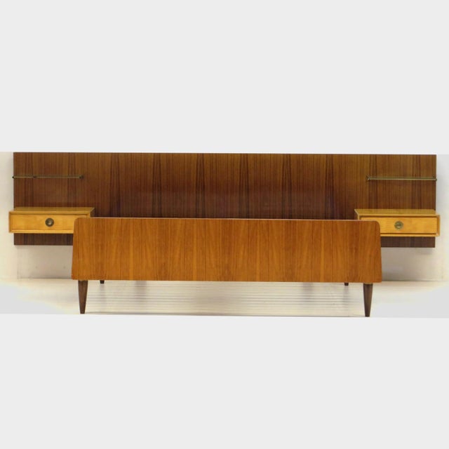 1960s Vintage Double Bed with Floating Nightstands in Teak, 1960s For Sale - Image 5 of 10