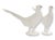 Pair of metal pheasant ornaments on a base. Handcrafted in England from reclaimed antique materials. White powder-coated...
