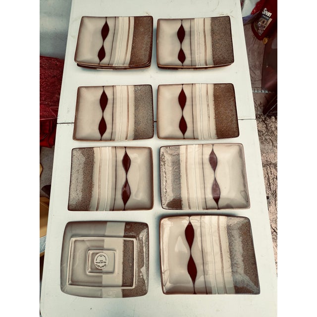 Brown Vintage Rectangular Earthtone Plates -11 For Sale - Image 8 of 10