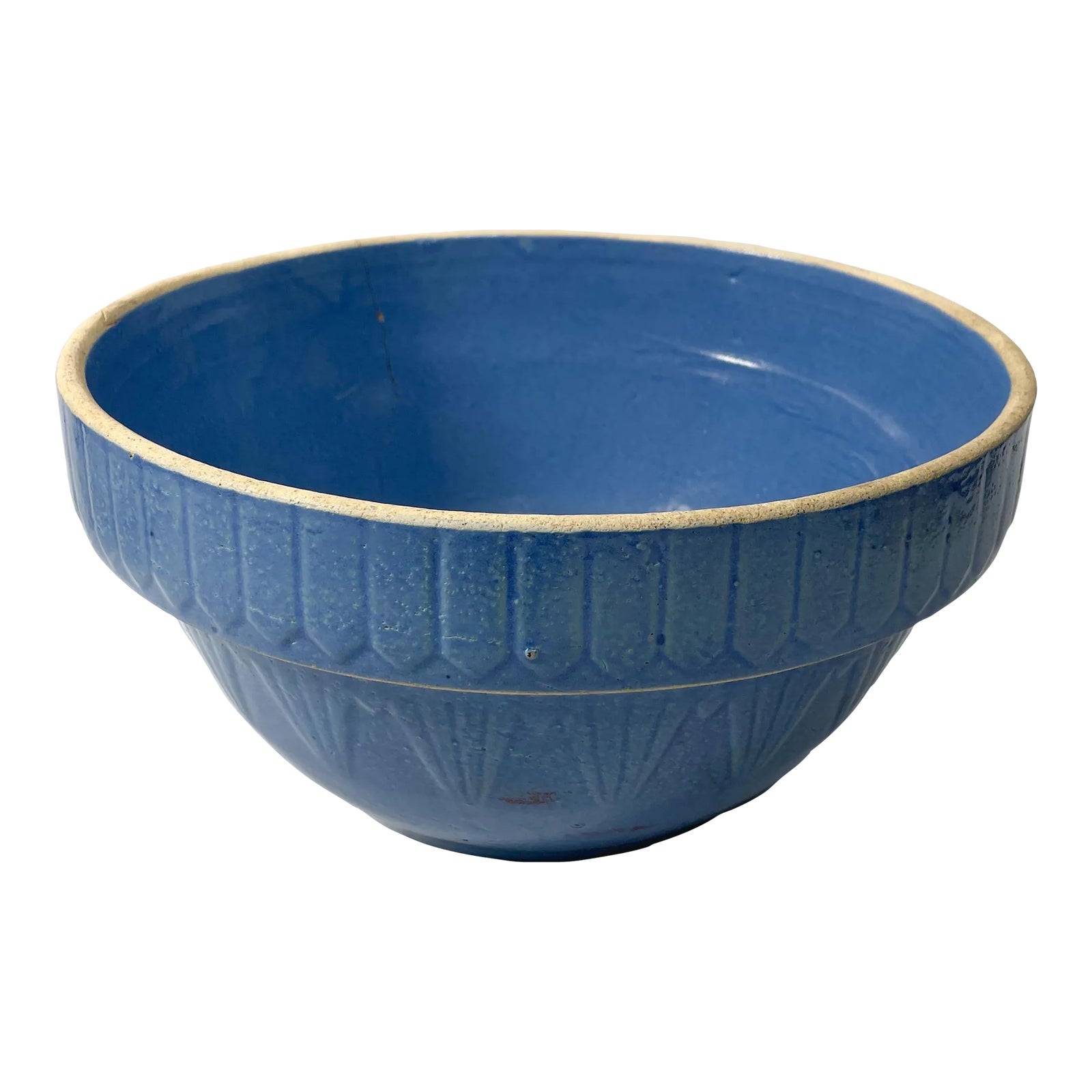 Antique Blue Dough Bowl Pottery | Chairish