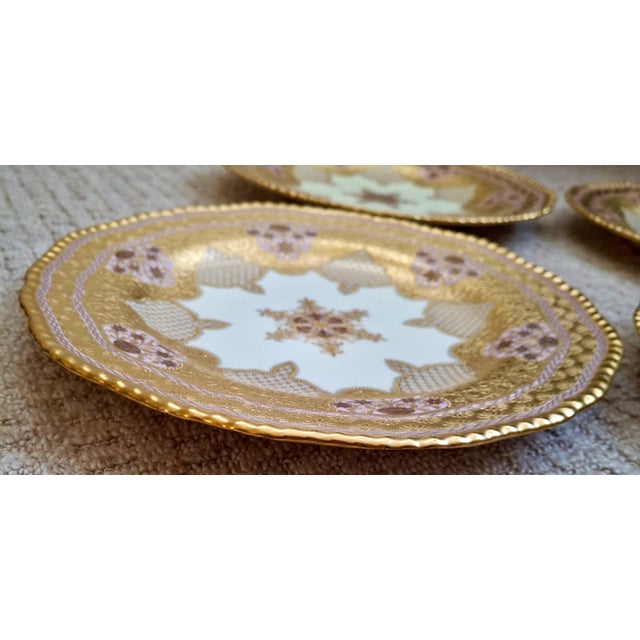 1900 - 1909 Coalport Six-Piece Set of Gold Dinner Plates For Sale - Image 5 of 12