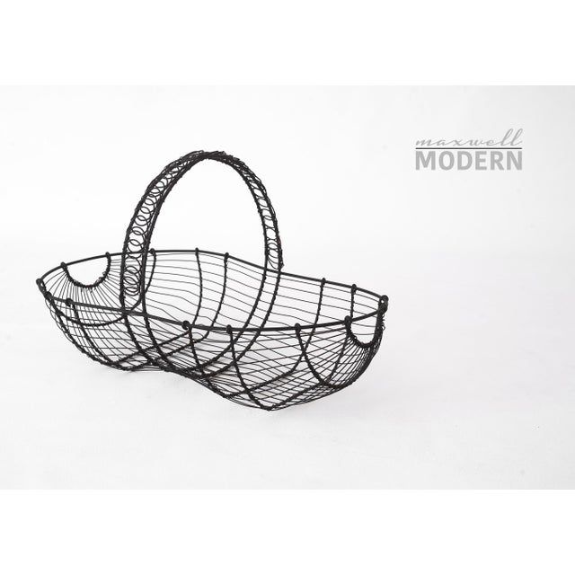 Absolutely gorgeous antique French farmhouse wire metal basket. Probably from the 1920s or during the turn of the century...