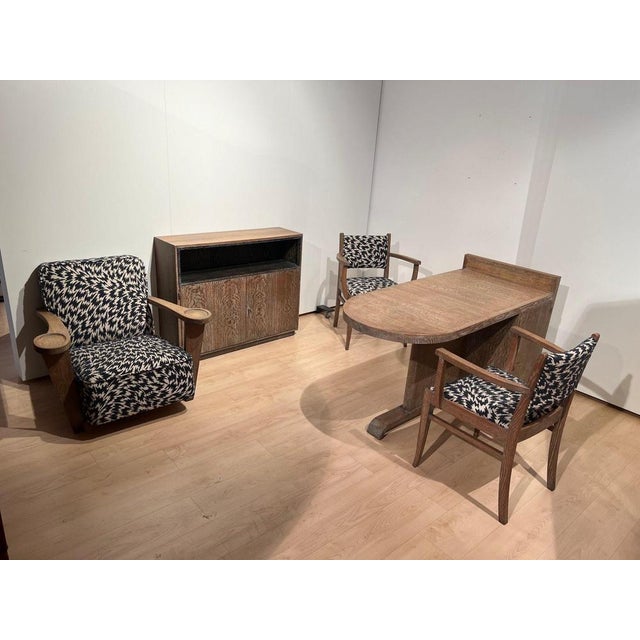 Art Deco Limed Oak Club Chair from De Coene, Belgium, 1930s For Sale - Image 6 of 18