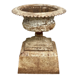 19th C English Cast Iron Urn on Base