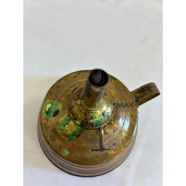 Brass Antique Primitive Brass Finger Oil Lamp For Sale - Image 8 of 9