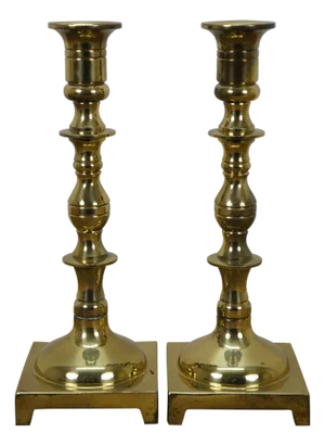 Vintage Colonial Style Solid Brass Candlesticks Candle Holders- a Pair