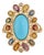 14k Yellow Gold 6.68ct Oval Turquoise Cocktail Ring Size 4 With Sapphire & Diamond For Sale