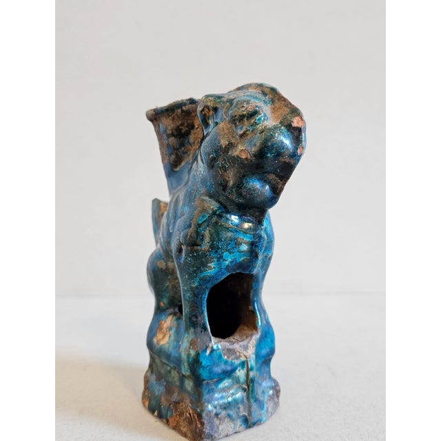Song Dynasty Antique Chinese Turquoise Blue Glazed Foo Dog Lion Figure Sculpture Incense Burner For Sale - Image 10 of 12