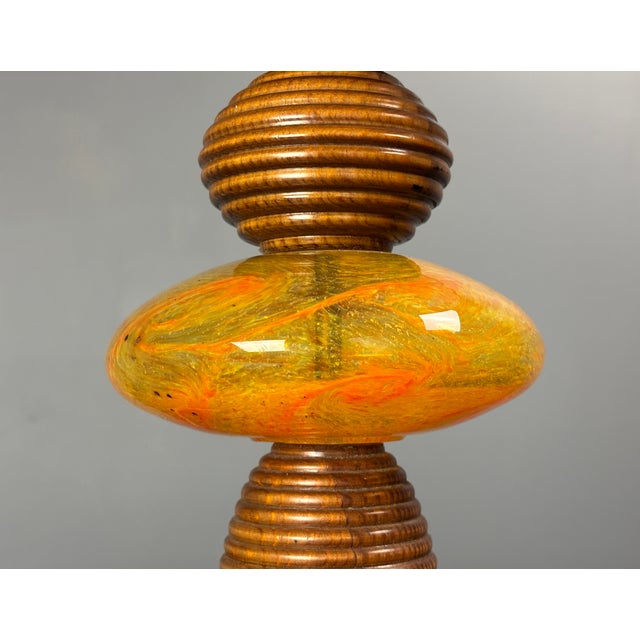 Brown Mid-Century Modern Adjustable Table Lamp with Glass Sphere, 1970s For Sale - Image 8 of 18