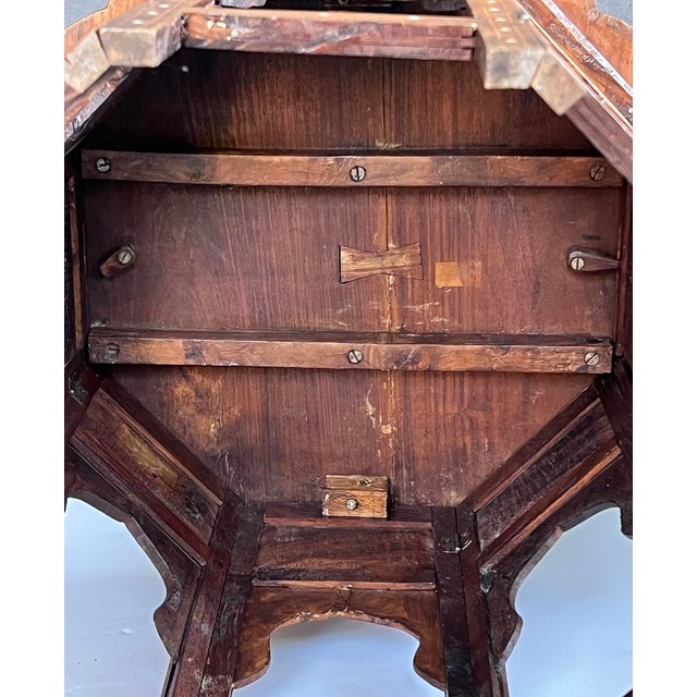 Large Inlaid Anglo Indian Side/Traveling Table With Rare Scalloped Top For Sale In San Francisco - Image 6 of 6