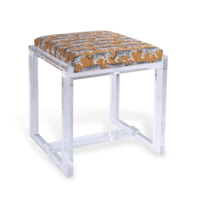 Glencoe Leopard Prowling Khaki Lucite Bench For Sale In Chicago - Image 6 of 6