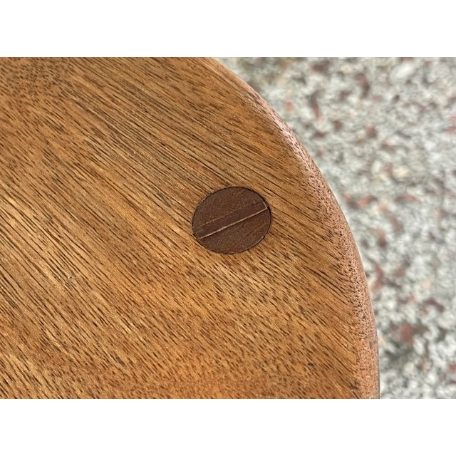 Vintage Studio Crafted Three Legged Stool in Oak For Sale - Image 4 of 12