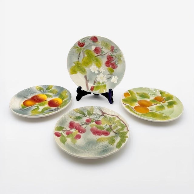 Mid-Century Verger Earthenware Dessert Plates from Saint Clément, 1960s, Set of 4 For Sale - Image 11 of 11