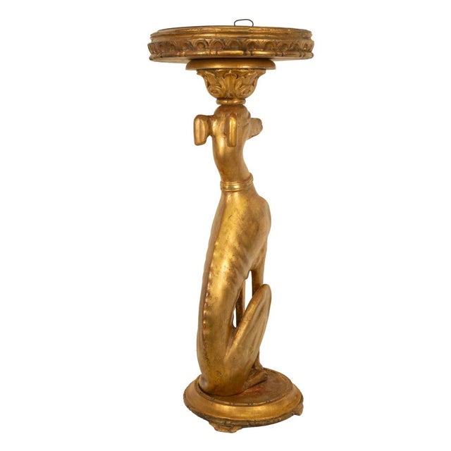 Gold Antique French 18thC Louis XVI Gilt-Wood Greyhound Dog Jardinière Stand 1780 For Sale - Image 8 of 18
