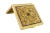 Gold Toiletry Box with Geometric Relief Figures, Enamelled Panel, Chiseled Casing with Cutouts, Mirror and Powder Puff Net For Sale - Image 14 of 14