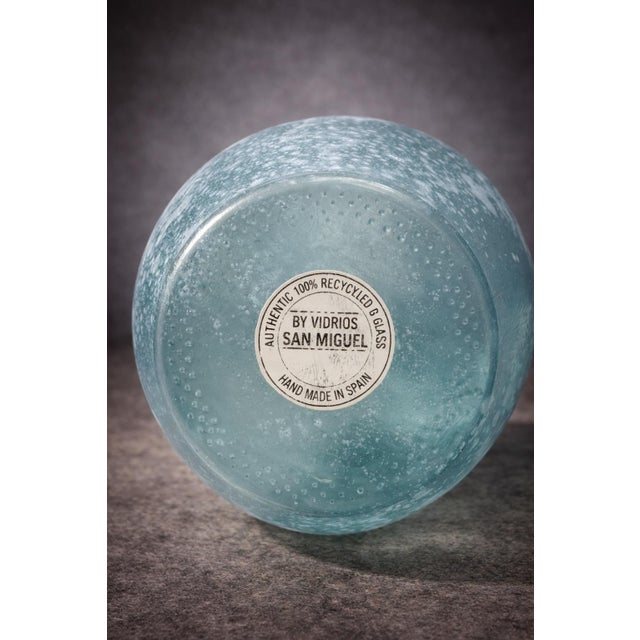 Late 20th Century Large Spanish Handmade Recycled Glass Vase – Ocean Breeze Collection, 16” Coastal Bottle Vessel For Sale In Los Angeles - Image 6 of 8