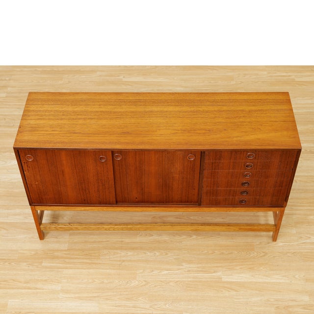 1960s 1960s Mid Century Swedish Teak & Oak Credenza Attributed to Yngve Ekstrom For Sale - Image 5 of 10