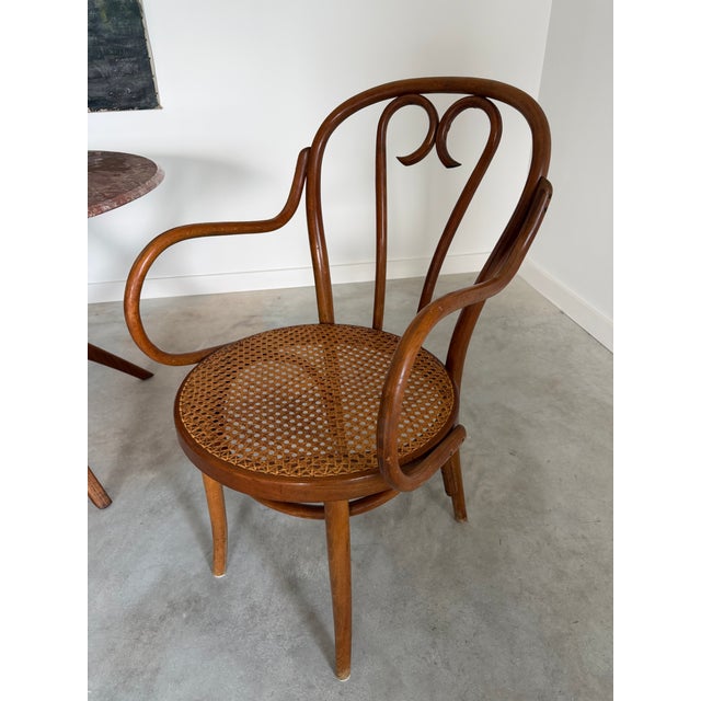Wood Thonet Steamed Bentwood + Cane Desk Chair Armchair Heart Motif For Sale - Image 7 of 12