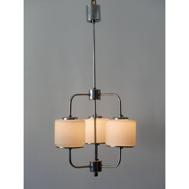 Rare and beautiful bauhaus or art deco pendant lamp or chandelier. Designed & manufactured in germany, 1930s. executed in...