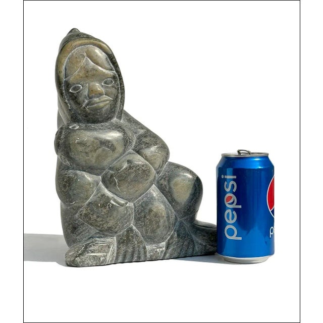 1980s 1980s Eli Elijassiapik Inuit Carved Soapstone Sculpture the Seal Hunter For Sale - Image 5 of 6