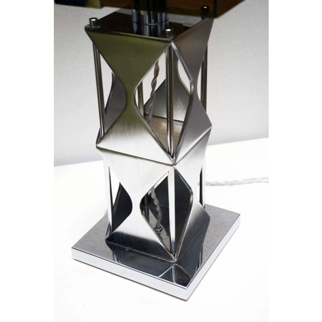 1970s Smoked Acrylic Glass &amp; Satin Steel Table Lamp, 1970s For Sale - Image 5 of 8