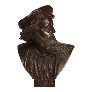 German Otto Gradler Patina Bronze Sculpture of Rembrandt, Signed, C1881 For Sale