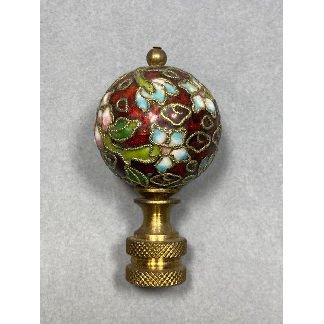 1960s Vintage Cloisonne Floral Lamp Finial For Sale - Image 5 of 10
