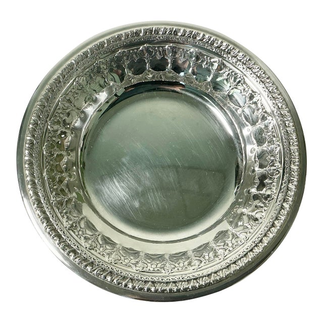 Mid-Century Baroque Hollywood Regency Reed & Barton Silverplate Wine Coaster For Sale